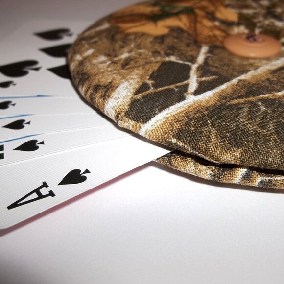 Playing Card Holder Gift Idea Deer Fabric Handmade Camo Man Hunting Boy Hunt PC8 - Picture 3 of 3